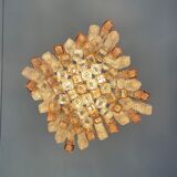 Venetian chandelier in pink and colorless Murano glass, Venini circa 1950