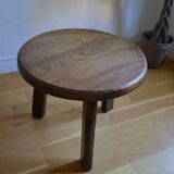 Brutalist tripod coffee table in solid oak, 1960s