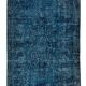 3.7x6.9 Ft Vintage Hand-Knotted Navy Blue Over-Dyed Rug from Turkey, Woolen Floor Covering. NTEK0797