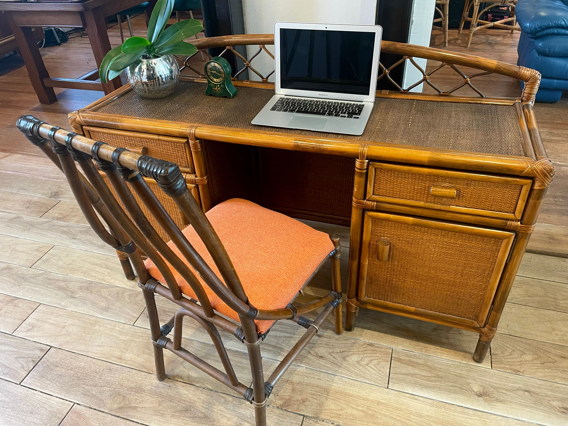 Vintage bamboo and rattan desk – 1960s-70s