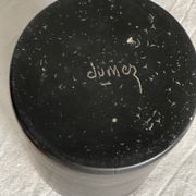 Vintage 1970s black ceramic roll vase signed Dumez.