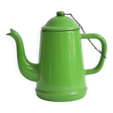Small vintage green coffee maker in enameled sheet metal