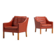 Borge Mogensen cognac leather lounge chairs Fredericia Stolefabrik Denmark 1963