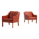 Borge Mogensen cognac leather lounge chairs Fredericia Stolefabrik Denmark 1963