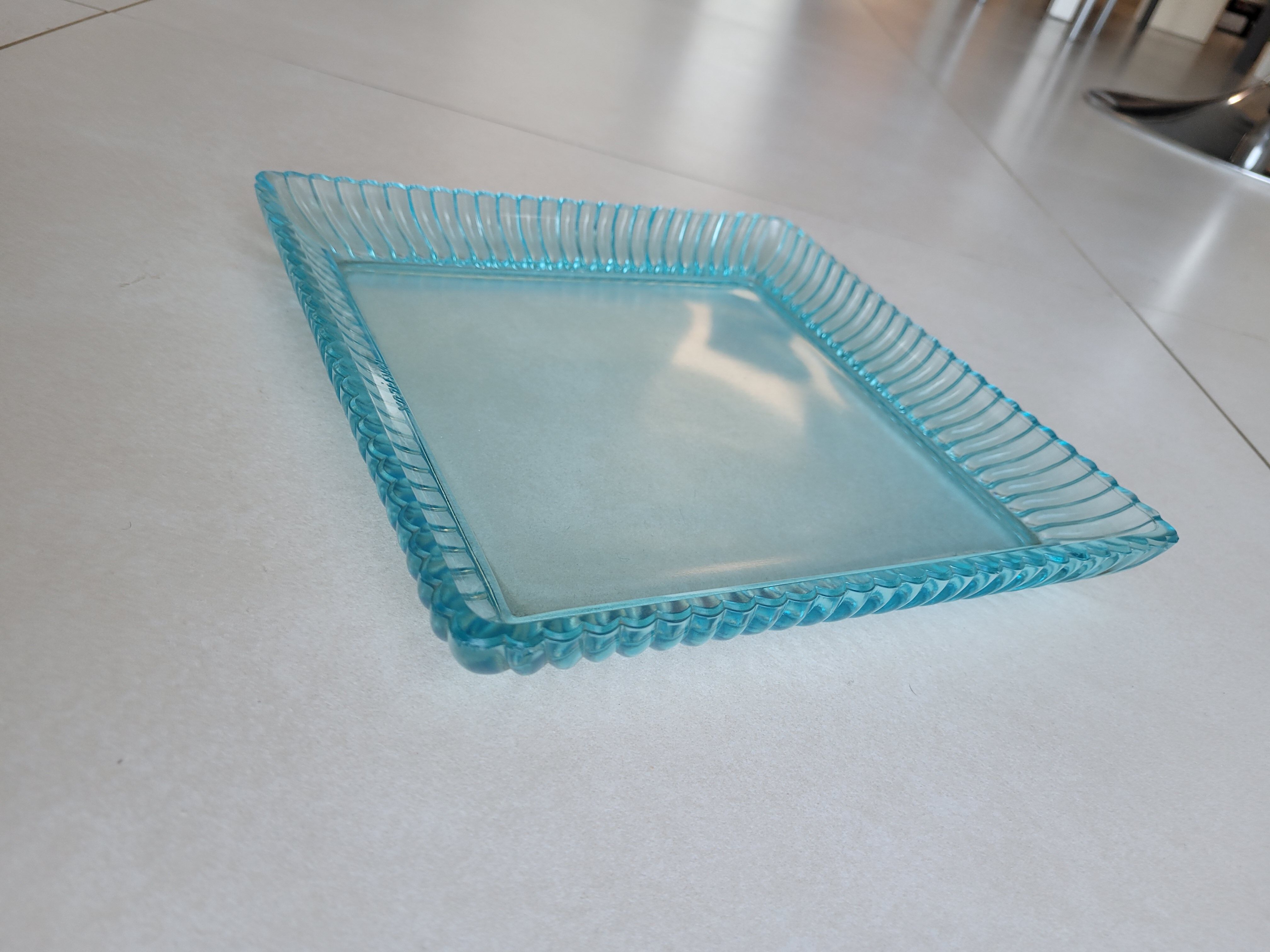 Empty blue glass pocket