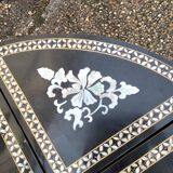 Table basse décor asiatique incrustation de nacres ancienne vintage