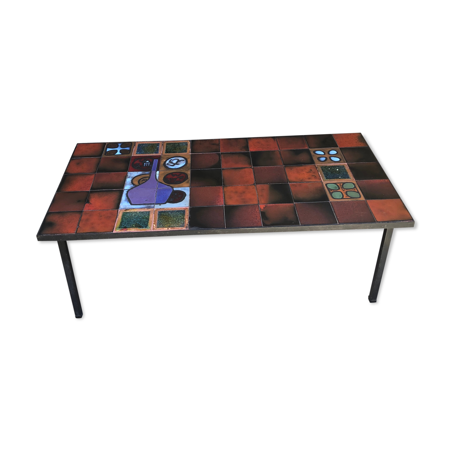 Vintage ceramic and metal coffee table