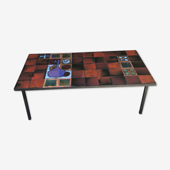 Vintage ceramic and metal coffee table