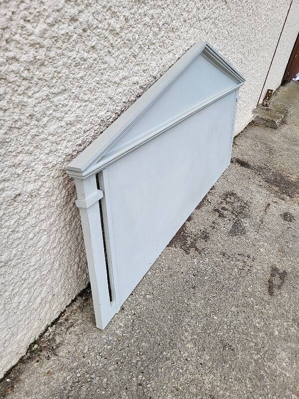 HEADBOARD IN WOOD PAINTED GREY, RECENT HANDMADE MANUFACTURE