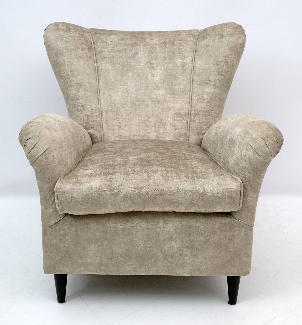 Attributed Gio Ponti Mid-Century Modern Italian Velvet Armchairs for ISA