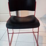 Stackable chair brand Howe, model 40/4, red lacquer base