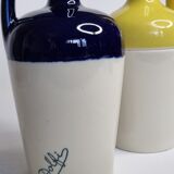 Two decanters "Dolfi", cobalt blue and yellow, 23 cm