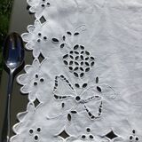 Tablecloth monogram LF square English embroidery