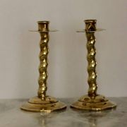 Pair of Vintage Swedish Brass Angel Candle Holders