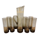 Service of 9 Pieces in Blown Glass Orangeade