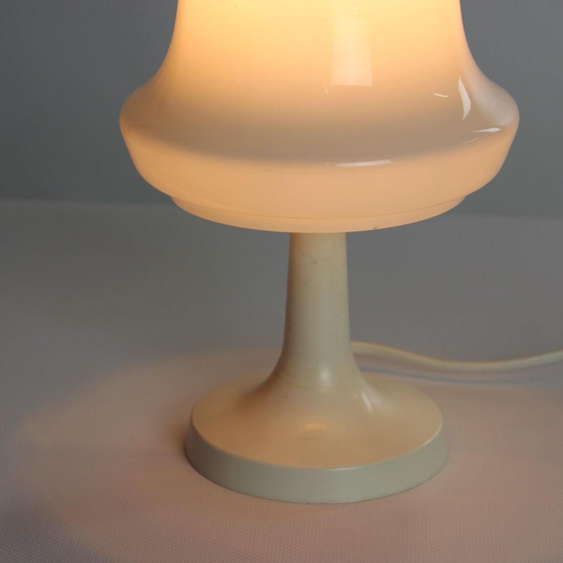 Set of 2 white opaline glass table lamps, Opp Jihlava, Czechoslovakia 1960s
