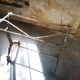 Old bistro table – cast iron legs and natural slate top