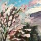 Old oil painting on panel exotic expressionist landscape signed