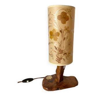 Vintage elm lamp and dried flowers