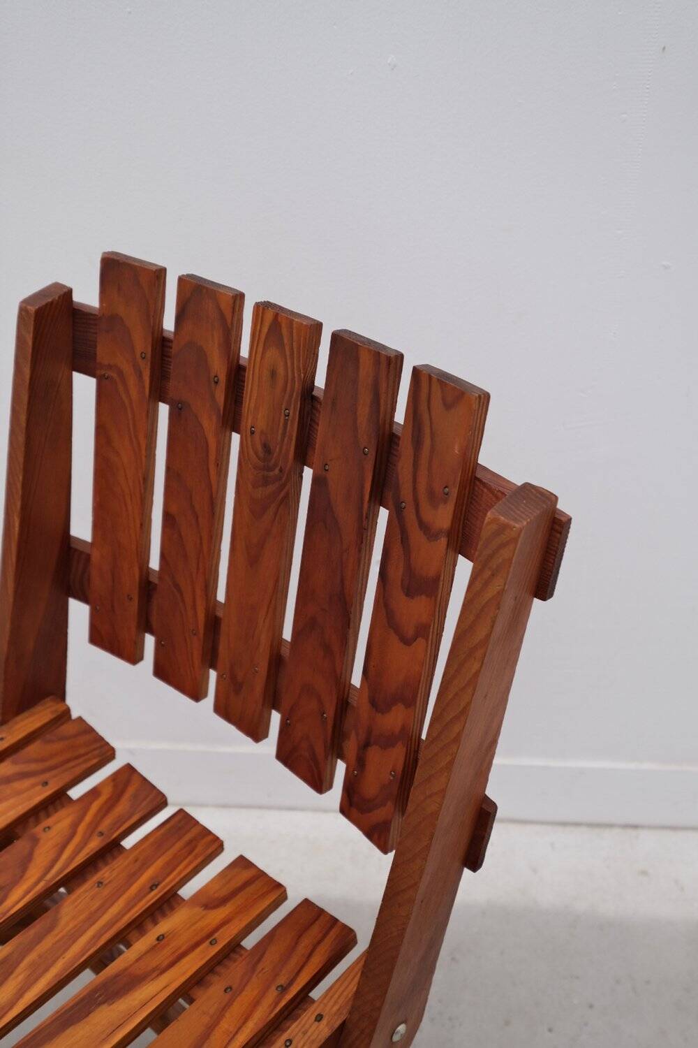 Pair of dejou chairs in solid pine, france 1950