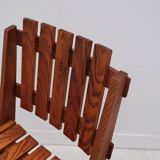 Pair of dejou chairs in solid pine, france 1950