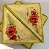 Plat et 2 raviers Vallauris Coquelicots