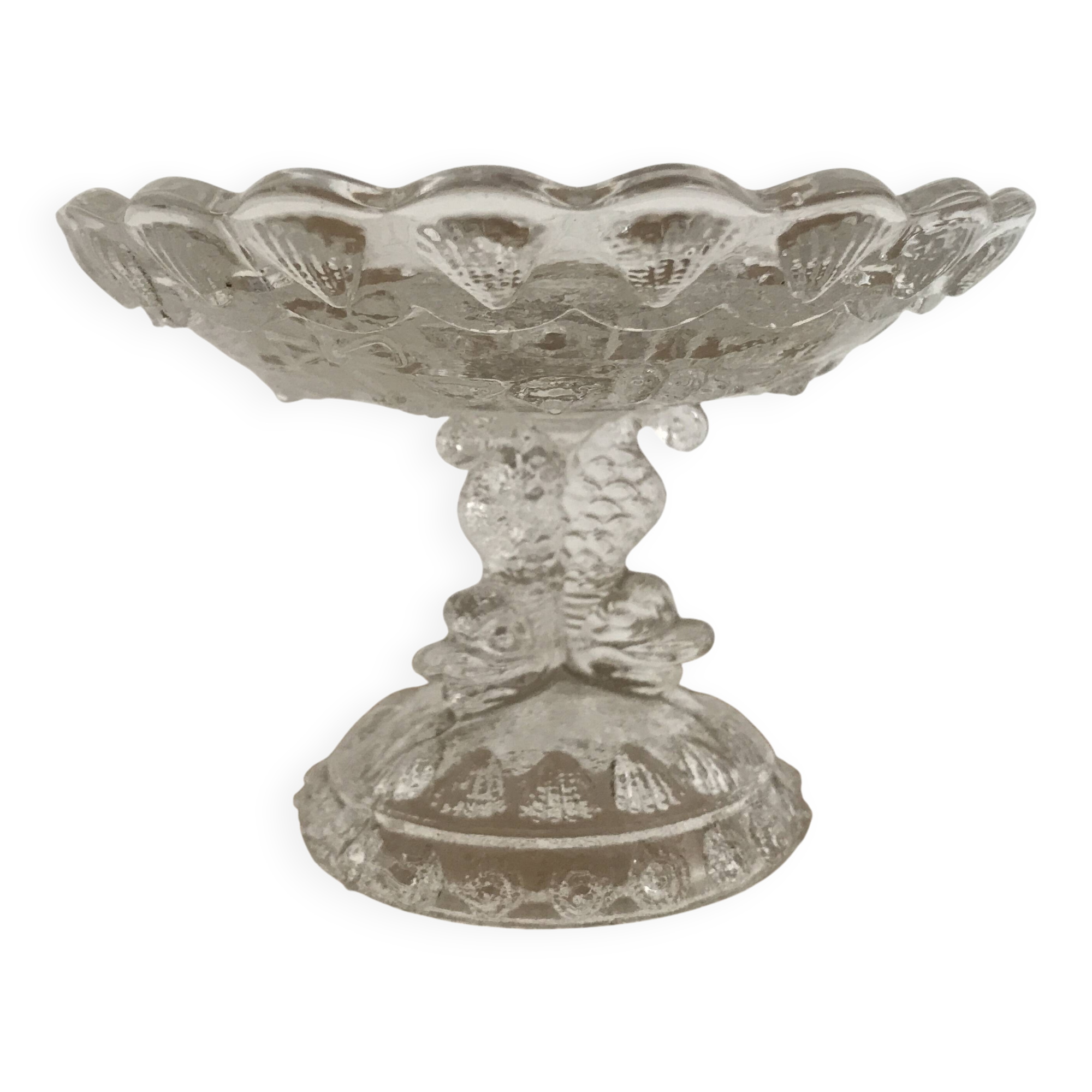 Vide-poche footed bowl in molded glass from portieux vallerysthal
