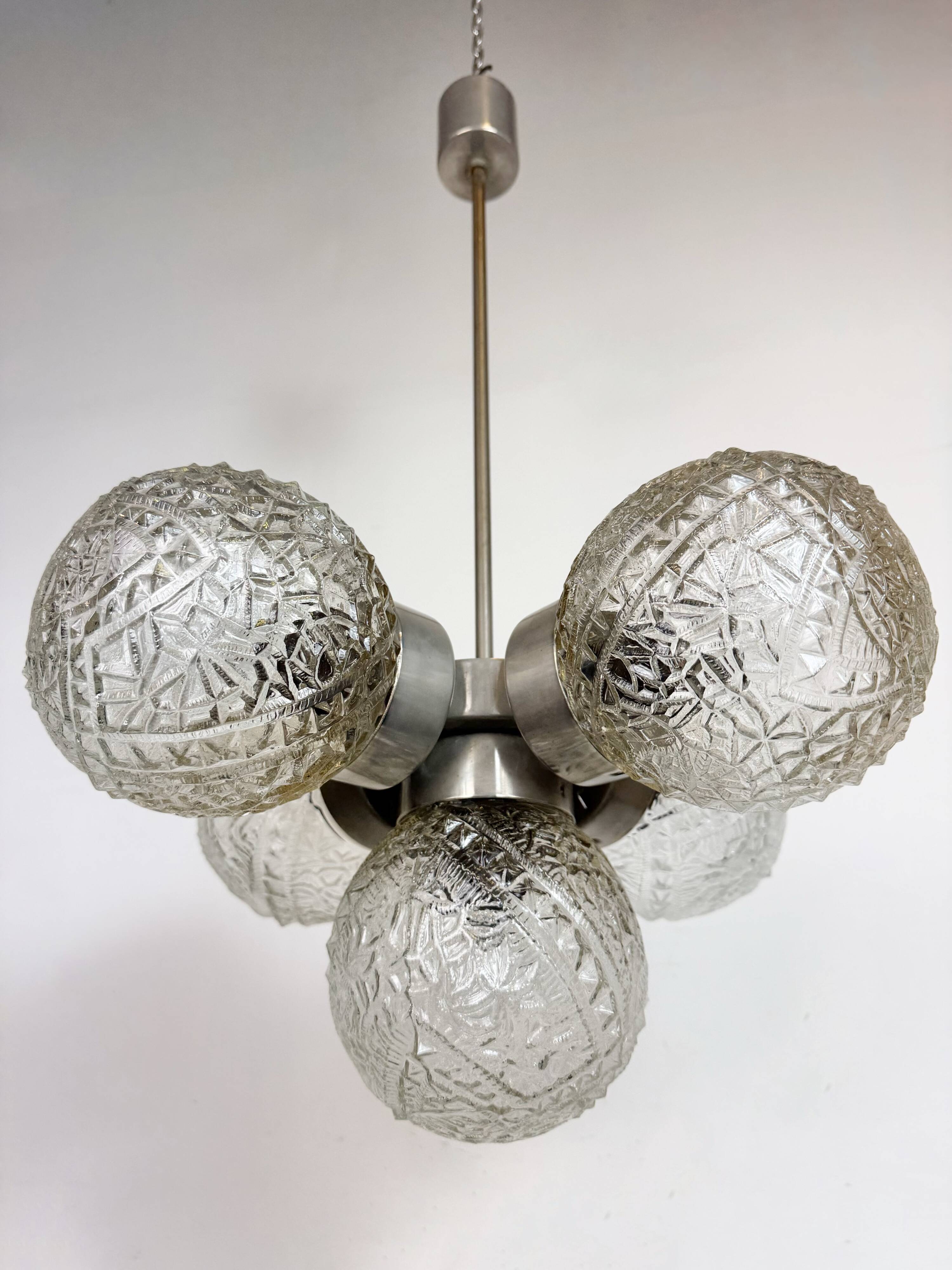Vintage Cut Glass Chandelier from Kamenický Šenov, 1960s