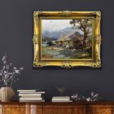 William Pratt 1855-1936.Crofters Scottish Highlands 1929 Oil On Canvas. Framed