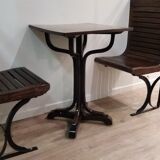Lot of two wooden subway chairs with table