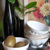 Five matching antique porcelain and earthenware bowls