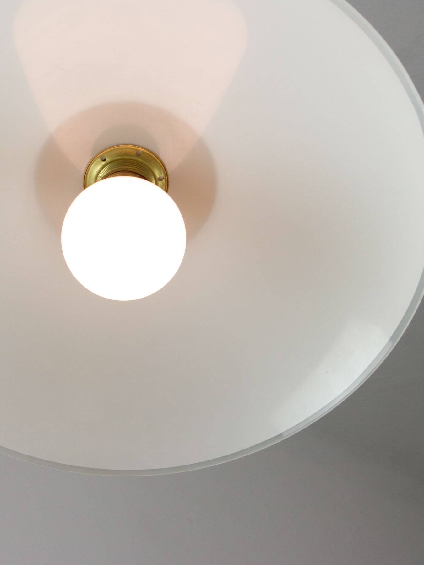 Mid-Century Italian Saucer Glass and Brass Pendant Lamp