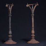 Pair of cast iron baluster bistro table legs circa 1900