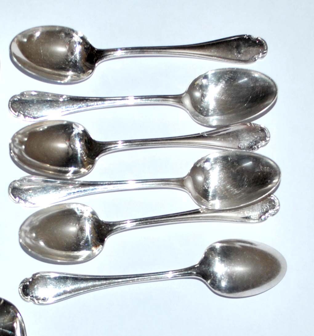 CHRISTOFLE Series of 6 teaspoons dessert silver metal model Pompadour 13cm