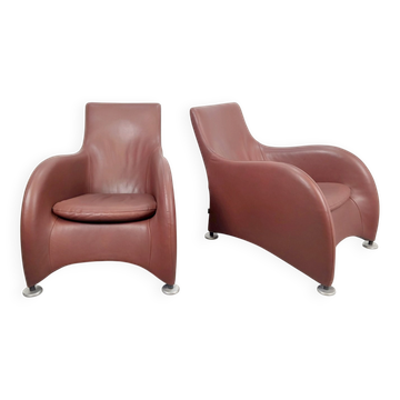 Loge Lounge Chairs in Leather by Gerard van den Berg for Montis, 1990s, Set of 2
