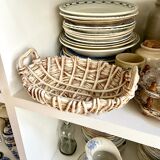 Beige woven ceramic oval cup