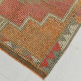 Tapis runner vintage, tons pastel délavés et motifs ethniques, 95x350Cm