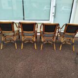 4 Fauteuil Boho chic 2 tons en Rotin, café bistro Vintage