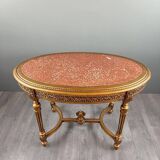 Louis XVI style oval table with marble top, 19th century