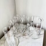 Vintage Bohemian Crystal Ice Bucket & 6 Glasses, Czech Rep. 80s
