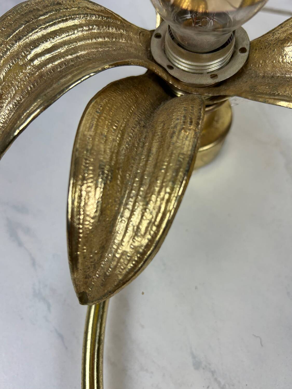 Vintage set of two messing flower wall lamps