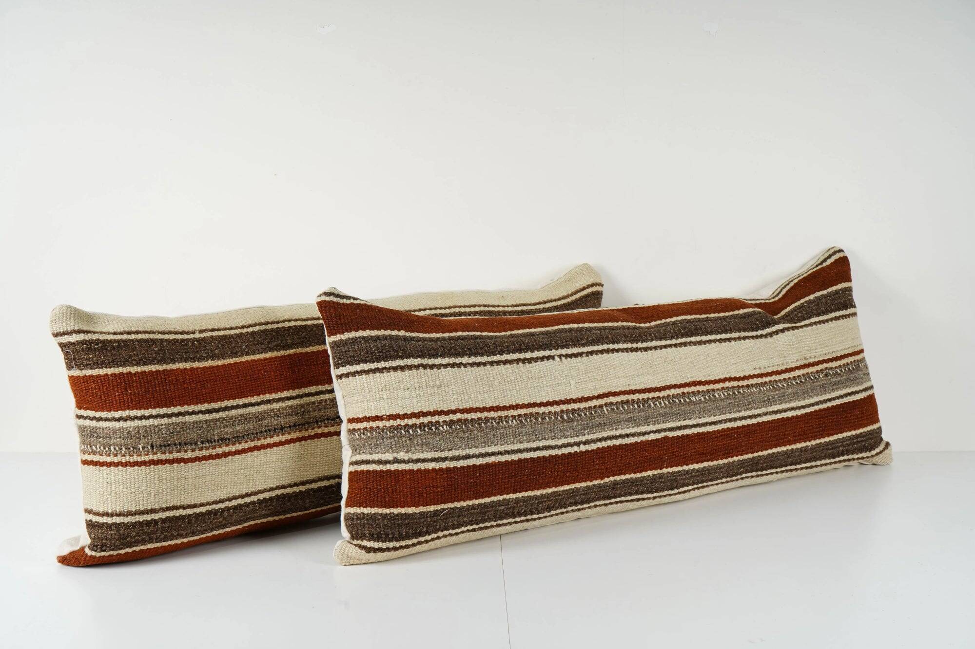 Set of 2 vintage kilim cushion covers 41x102 cm