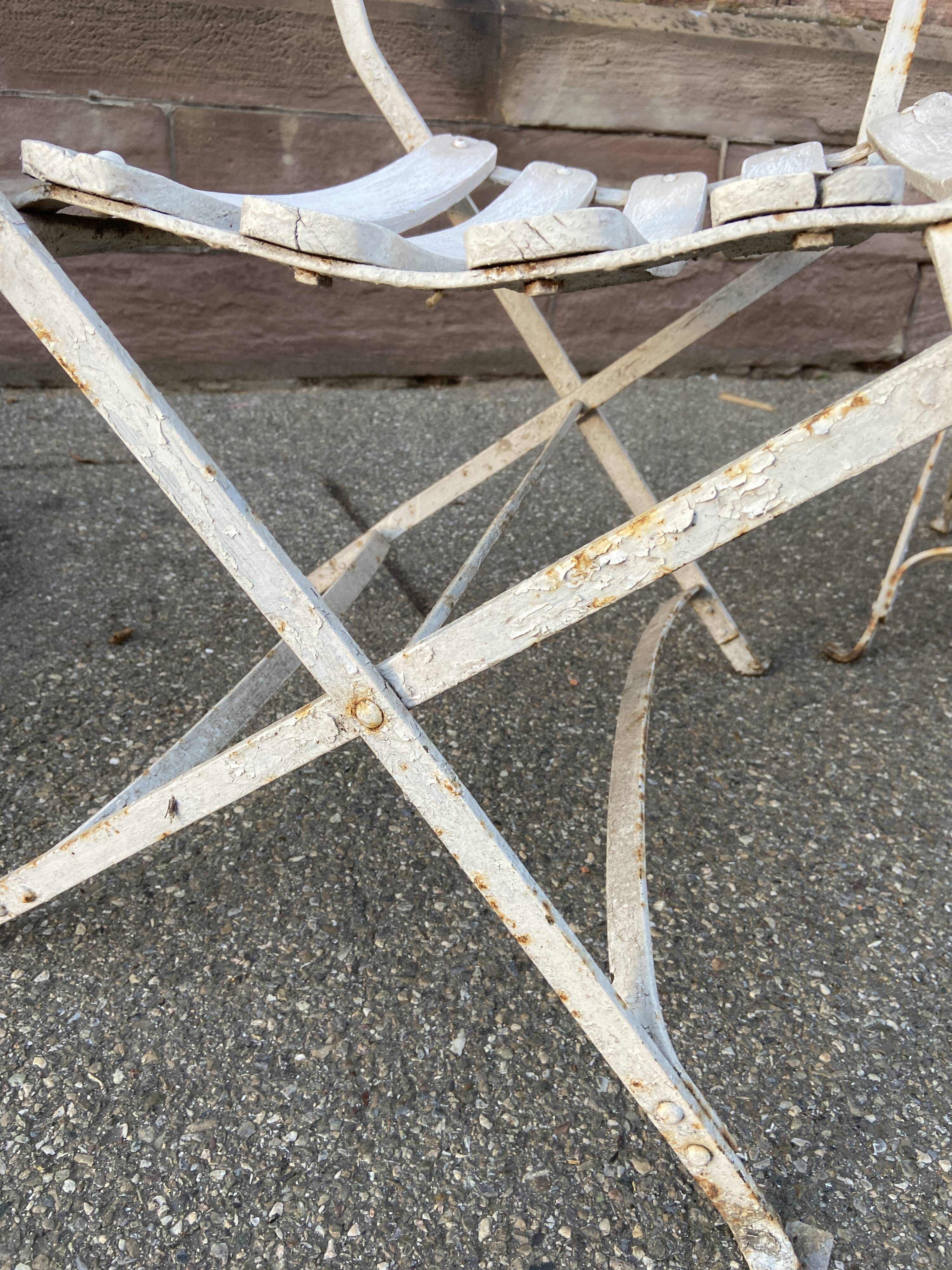 Paire de fauteuils chaises de jardin fer forgé vintage