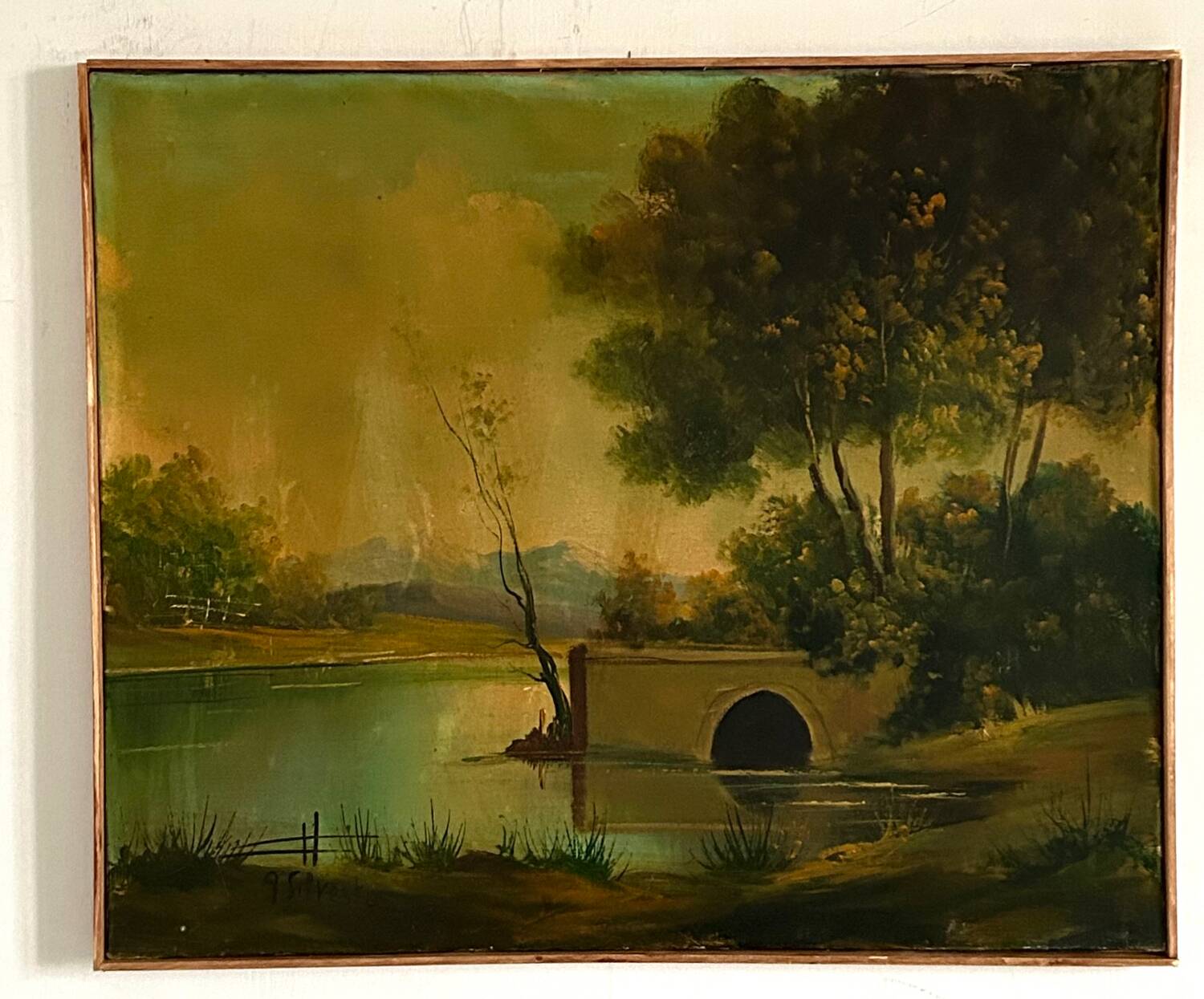 Huile sur toile Le vieux Pont XX de A. (Armand) Silvestre.