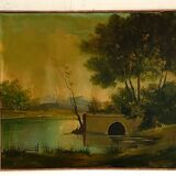 Huile sur toile Le vieux Pont XX de A. (Armand) Silvestre.