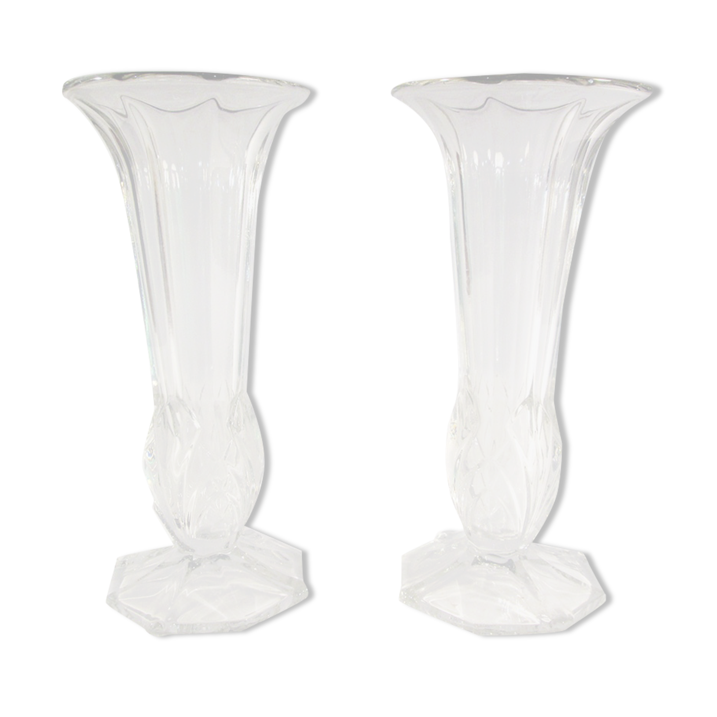 Duo de vases en verre épais