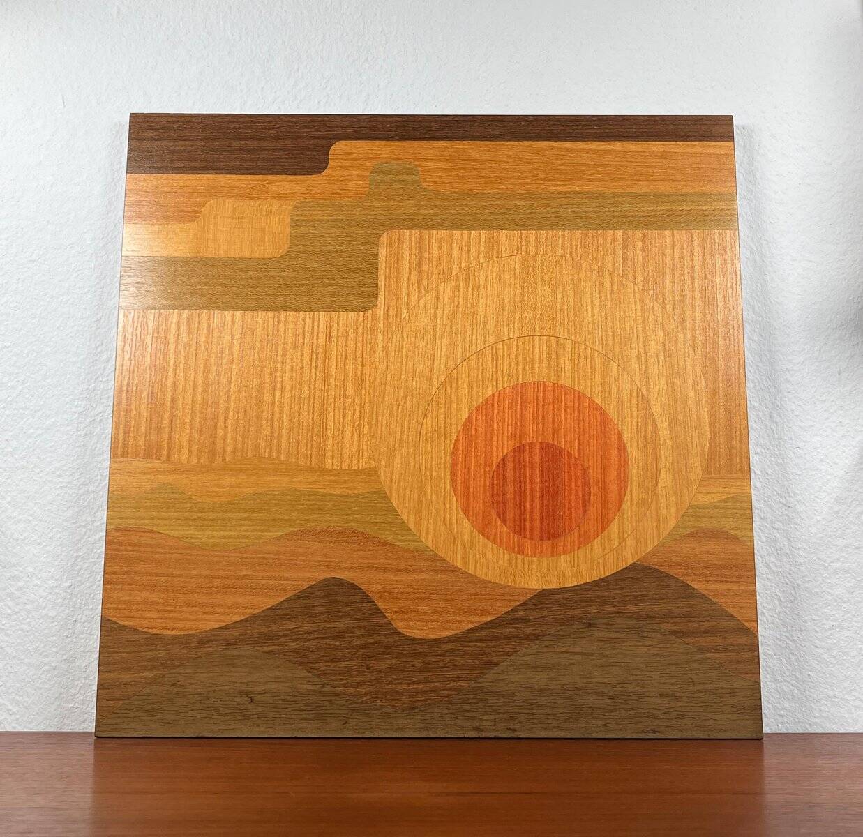 Mid-century wood veneer intarsia wall panel, 1960s