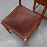 Pair of wood and leather Spanish chairs by Jordi Vilanova, ca. 1960