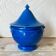 Bonbonnière, soup tureen in Malicorne earthenware, cracked blue ceramic.