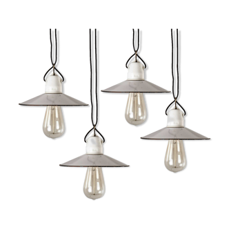 Set of 4 Enameled Vintage Lamps